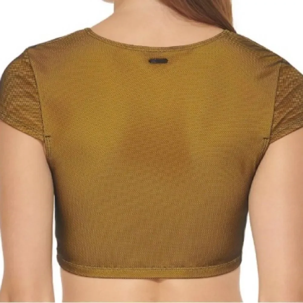 🛍️DKNY Women’s Cropped Mesh Overlay Bikini Swim Top one piece, Size: M,XL💥 - Picture 6 of 9